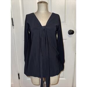 ADAY Suits You‎ Wrap Blouse Long Sleeve Snap Closure Top Black Womens Size XS